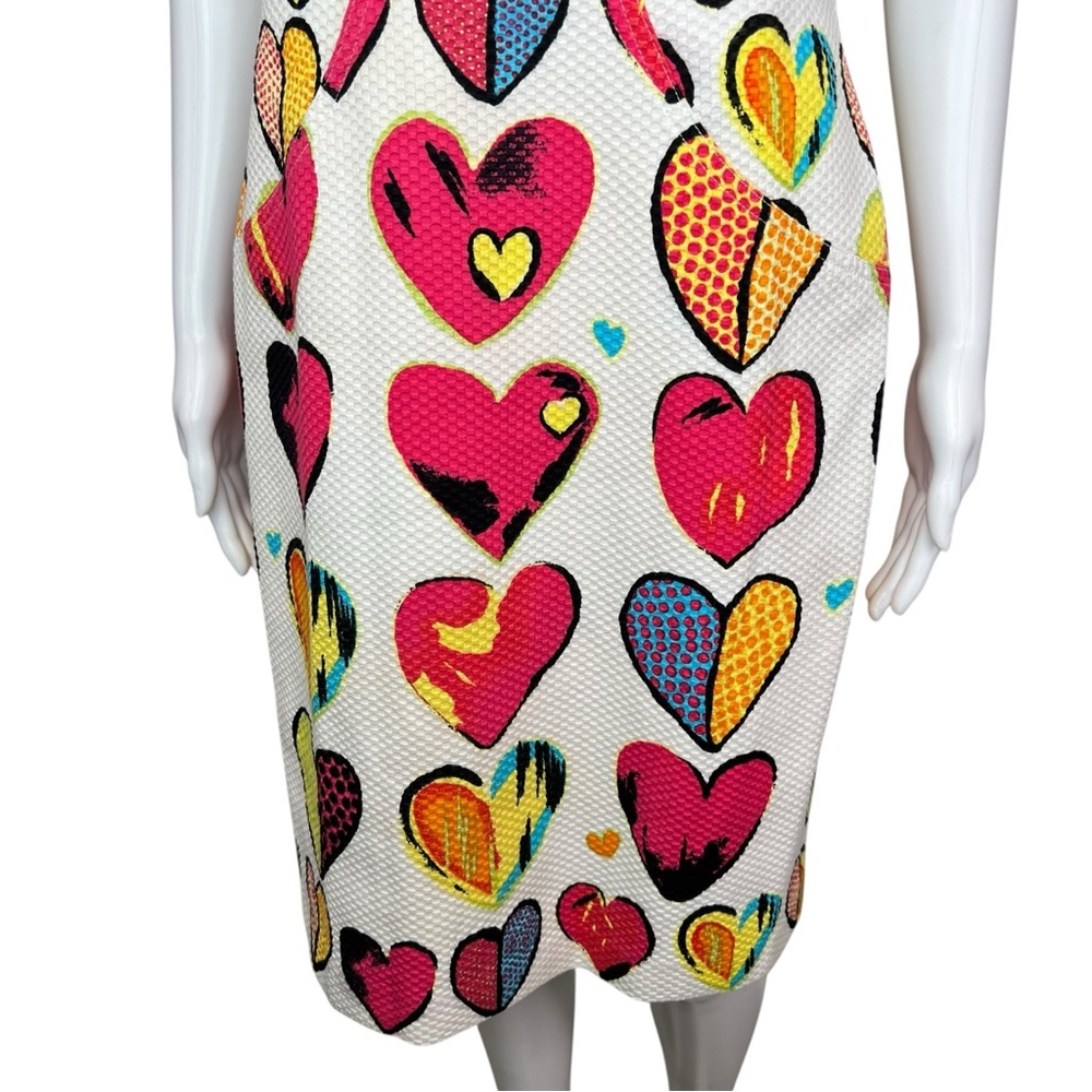 David Meister Colorful Heart Print Sheath Dress 10 - Picture 3 of 7